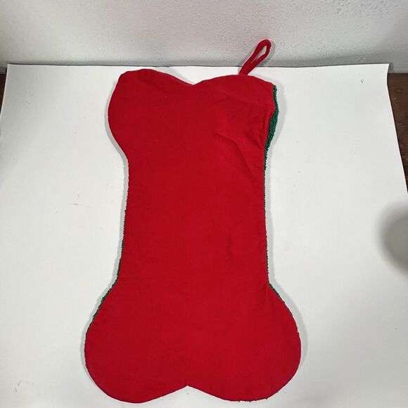 Dog Christmas Stocking Bone Crystal Snow Brand Puppy Holidays Hooked Textured - Picture 6 of 6